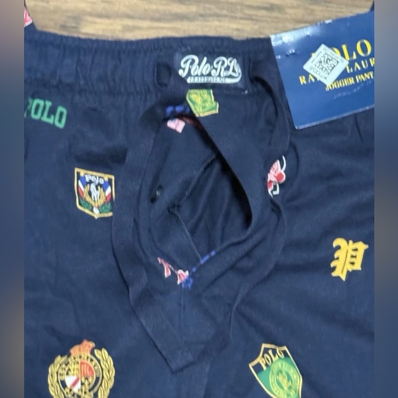 New Polo Ralph Lauren College Sleepwear Navy Blue Jogger Pant Pajama Lounge Sz L - Picture 16 of 16